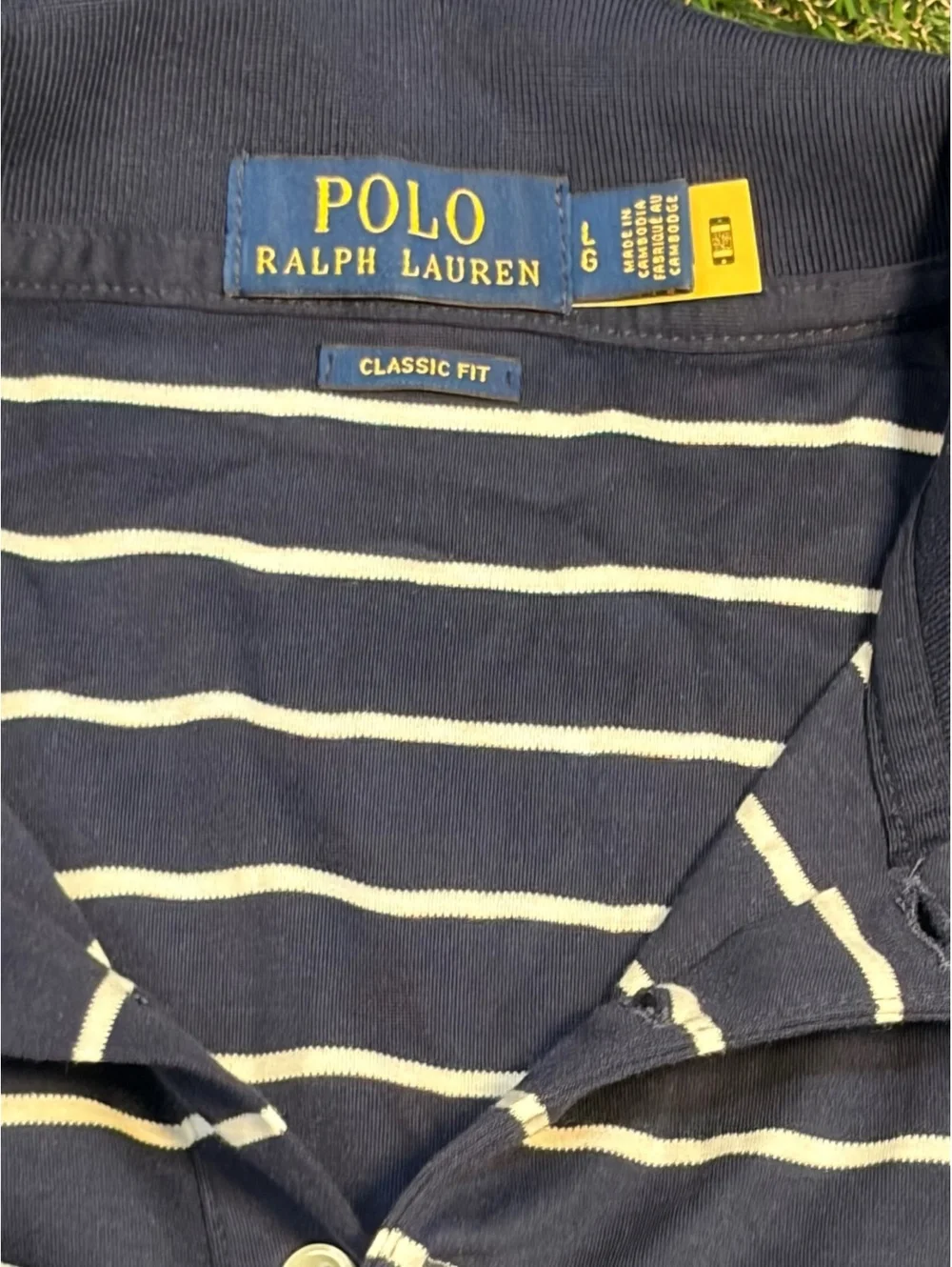 Polo Ralph Lauren Classic Fit Navy Blue and White Striped Lg